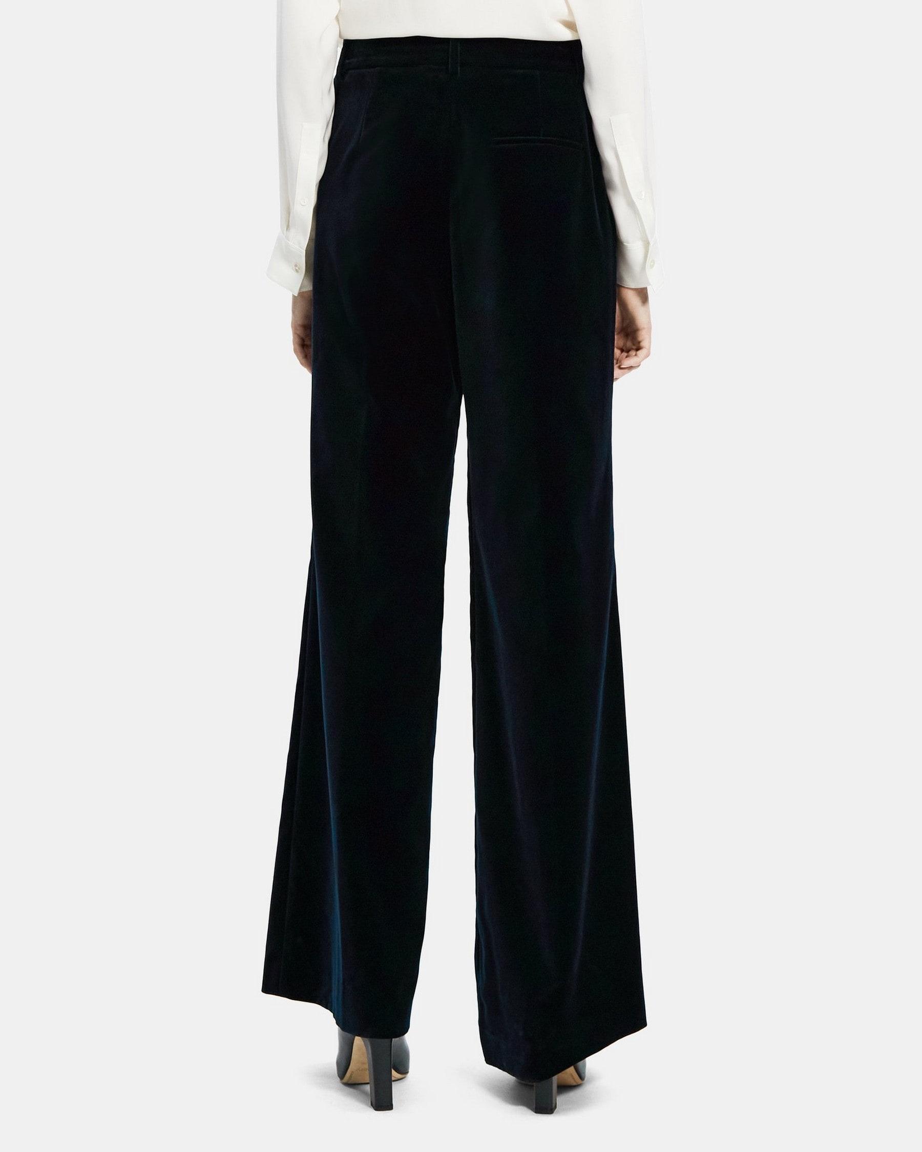 Flared Low-Waist Pant in Stretch Velvet Product Image