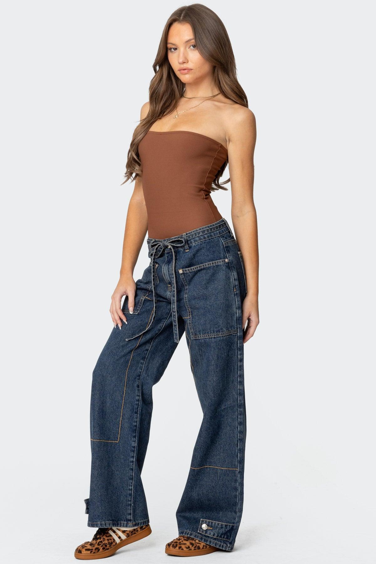 Funky Stitch Low Rise Jeans Product Image