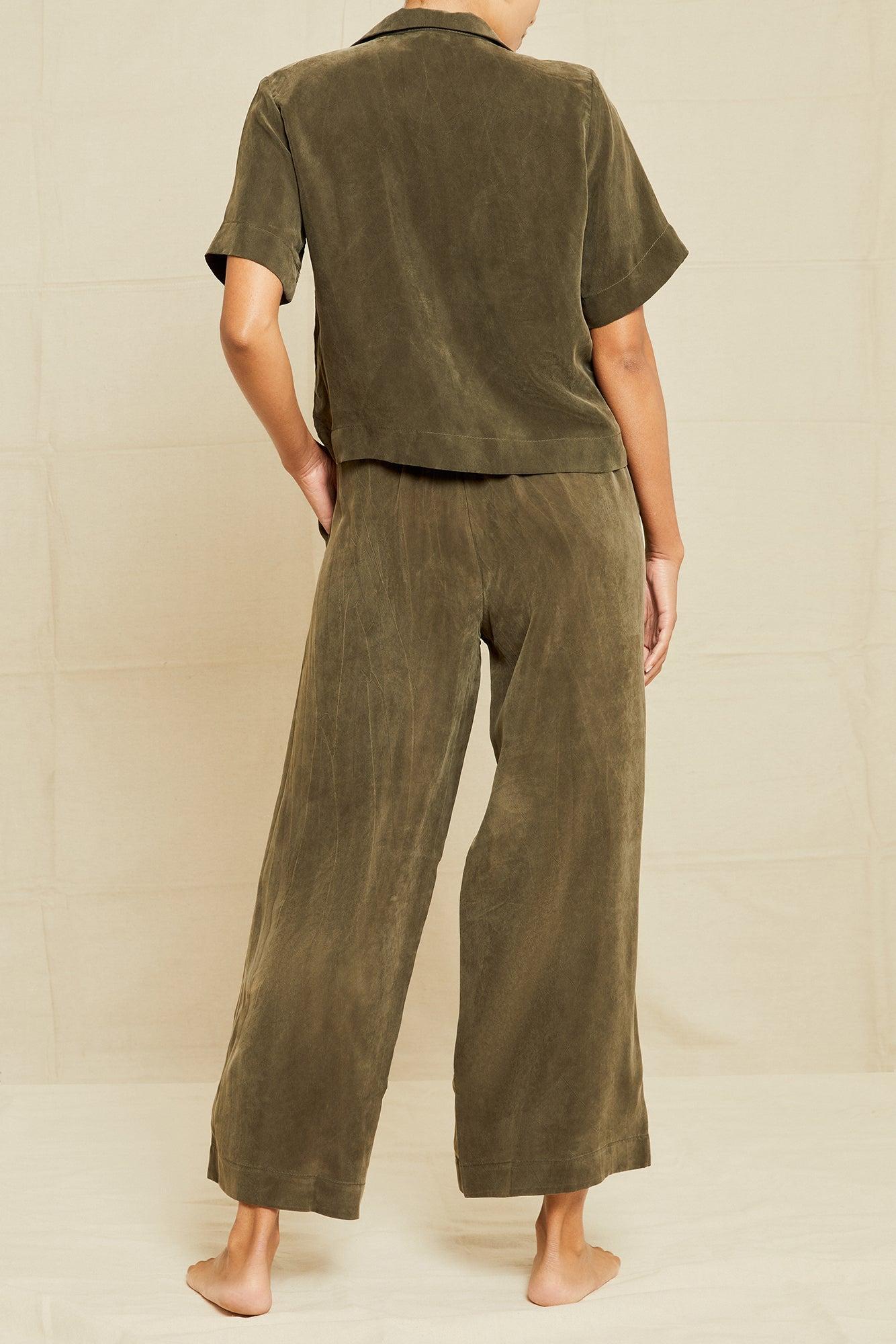 Mabel Cottonseed Cupro Pajama Pants - Olive - ReAmour Product Image