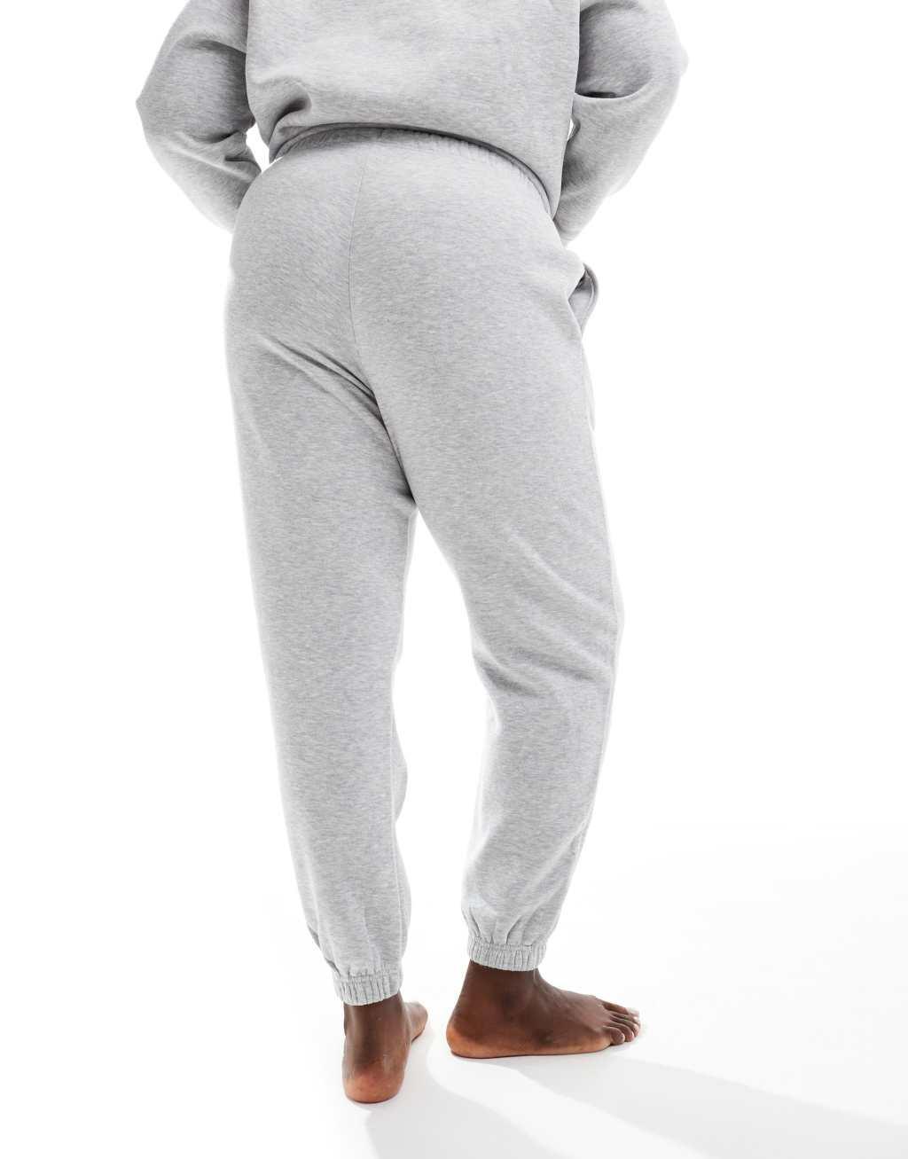 Pieces Curve sweatpants with tie waist in light heather gray - part of a set Product Image