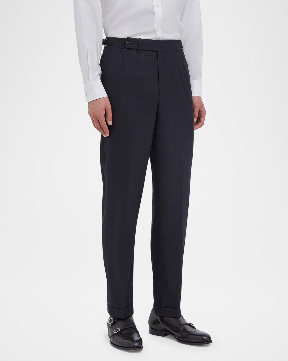 Men's Windowpane Wool Trousers Product Image