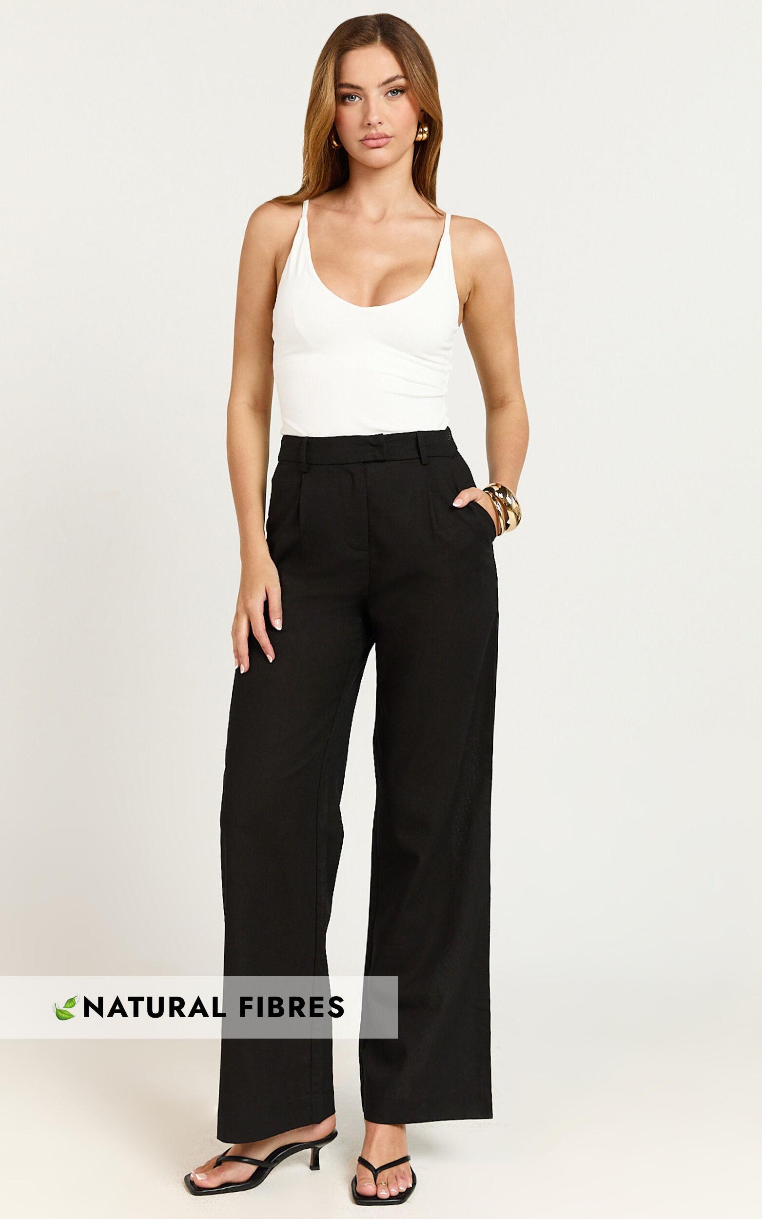 Esme Pants - Mid Waist Straight Leg Pants in Black product image