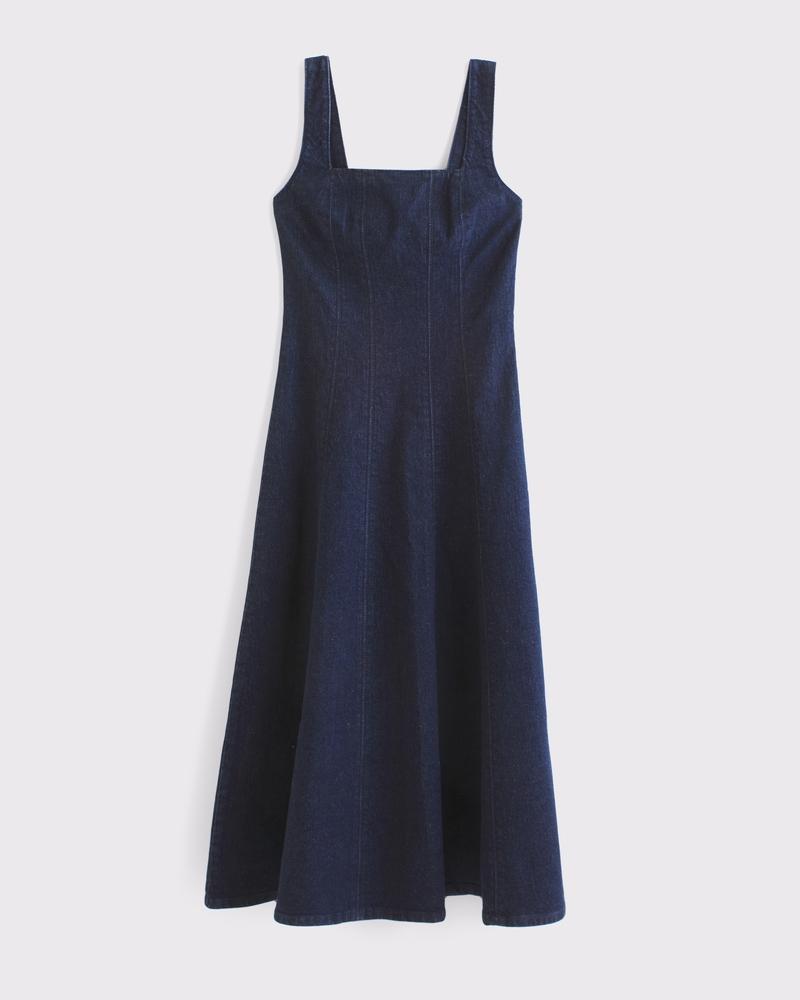 The A&F Mila Denim Midi Dress Product Image