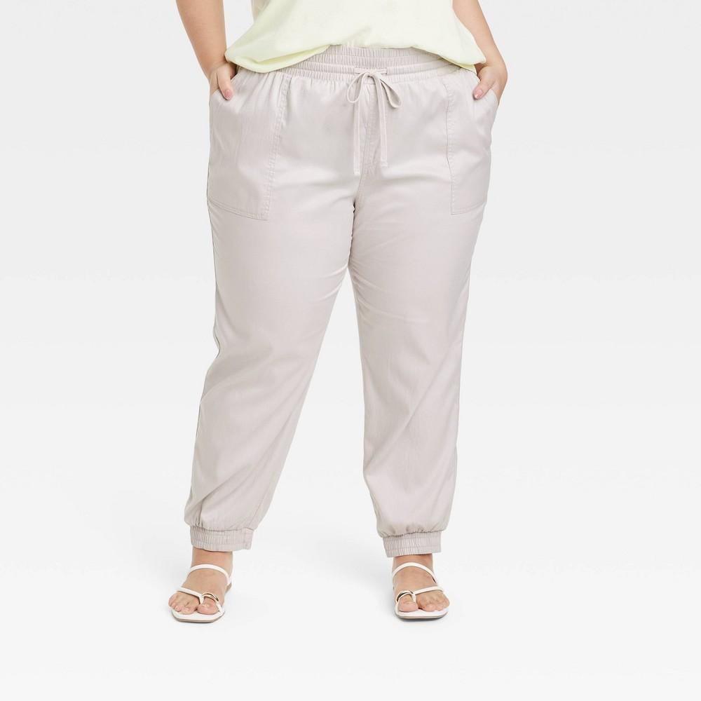 Womens High-Rise Modern Ankle Jogger Pants - A New Day Tan 4X Product Image