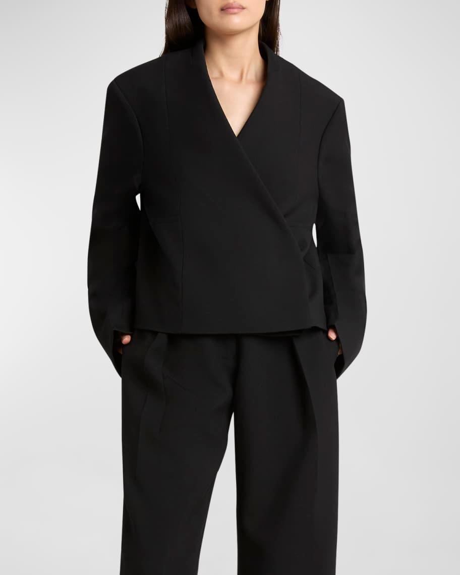 Pleated Straight-Leg Trousers with Split Seams Product Image