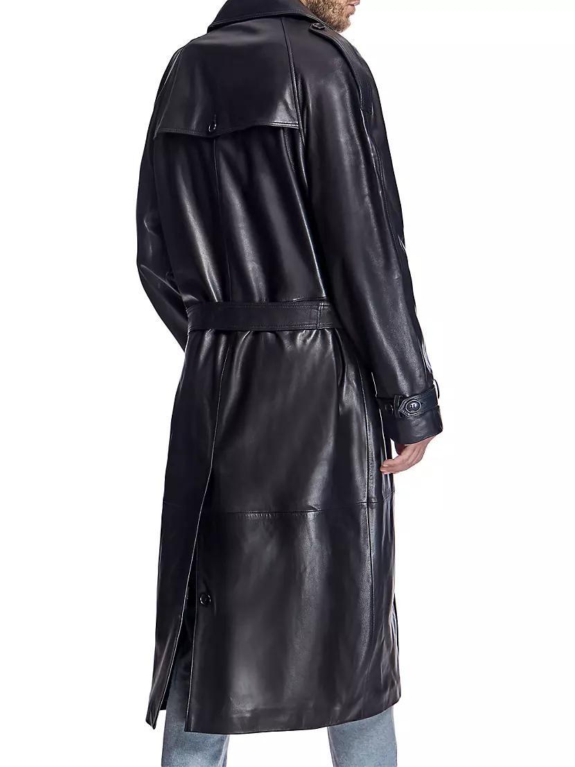 Men's Leather Trench Coat Product Image