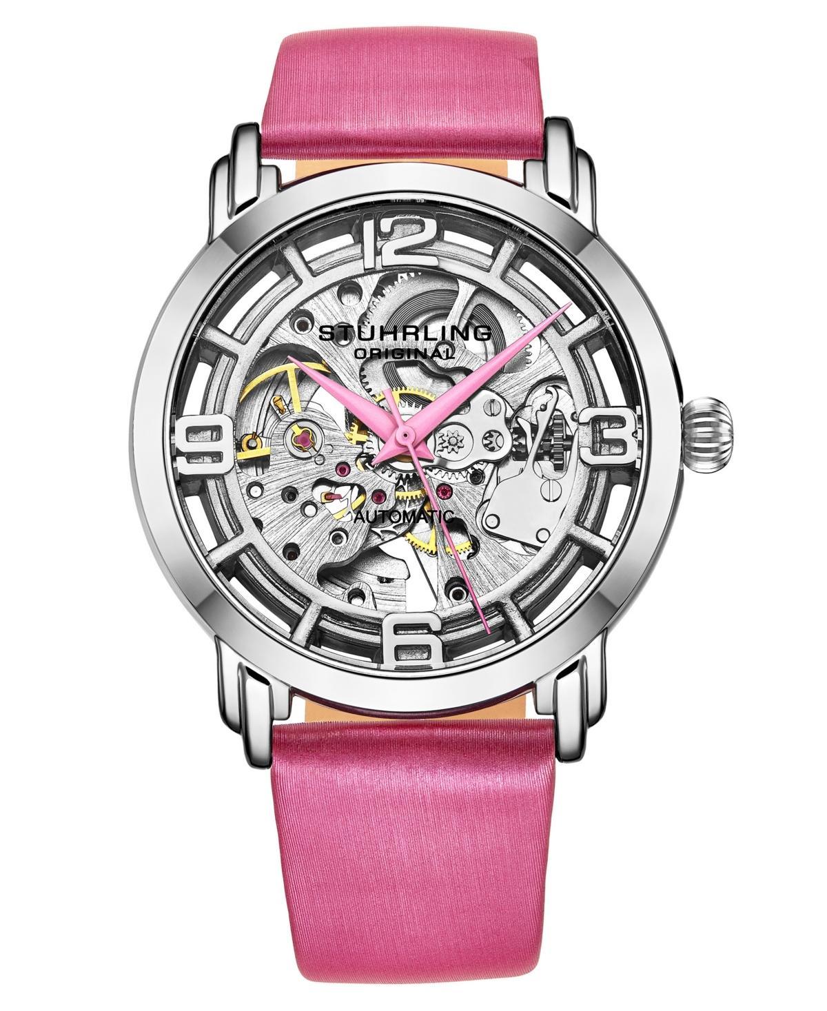 Womens Automatic Pink Genuine Leather Strap Watch 40mm Product Image