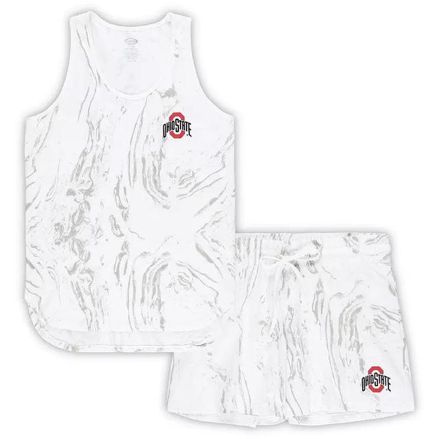 Womens Profile Cream Ohio State Buckeyes Plus Size Marble Tank Top and Short Set Product Image