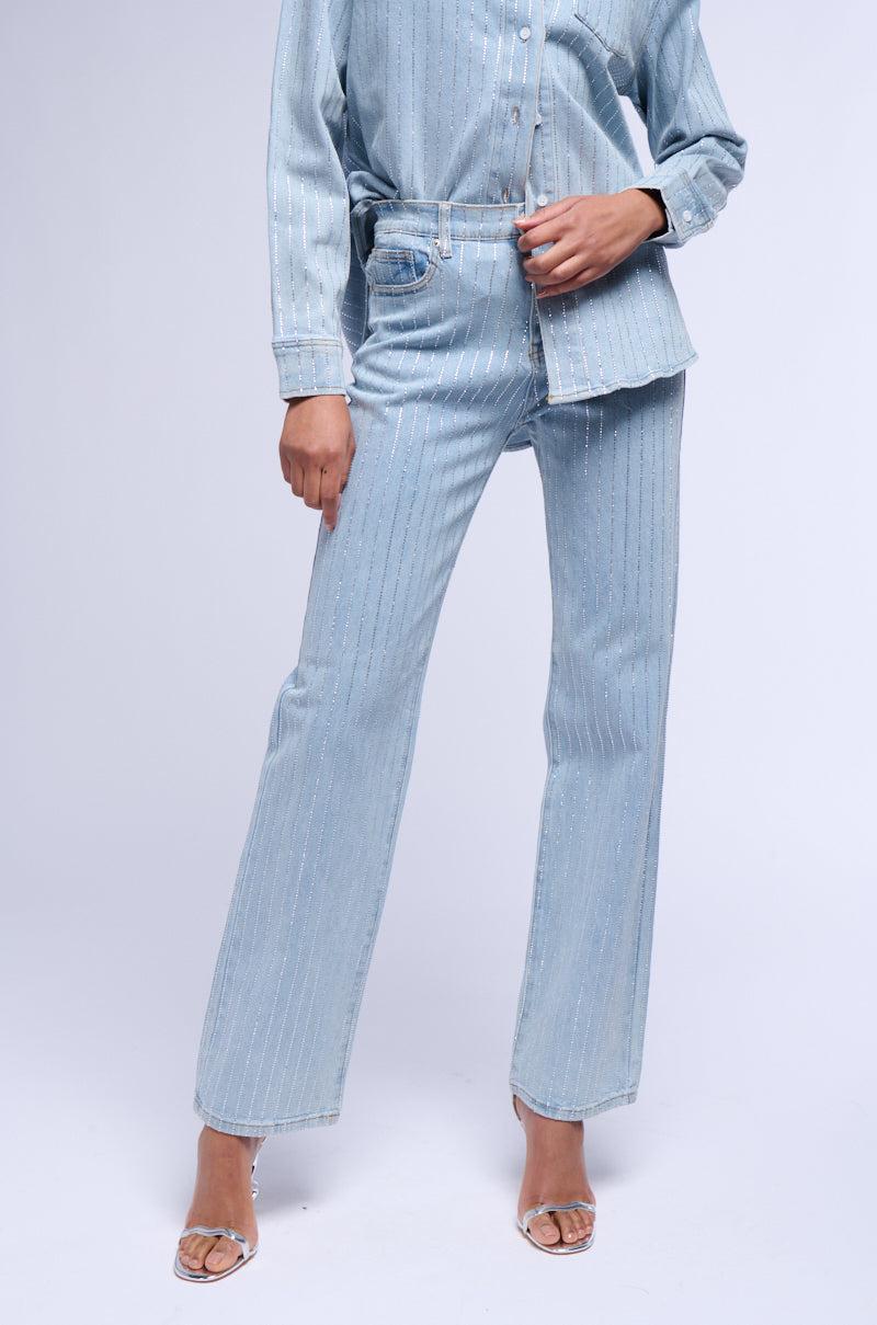 EFFORTLESS GLAM RHINESTONE STRIPE RELAXED FIT JEAN Product Image