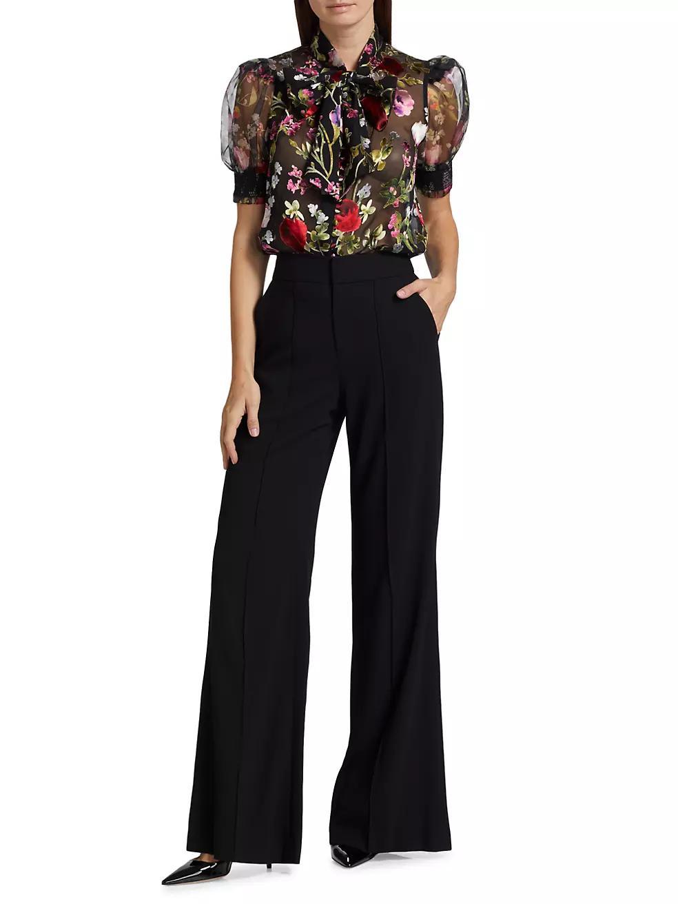 Brentley Floral Ruffled Tieneck Blouse Product Image