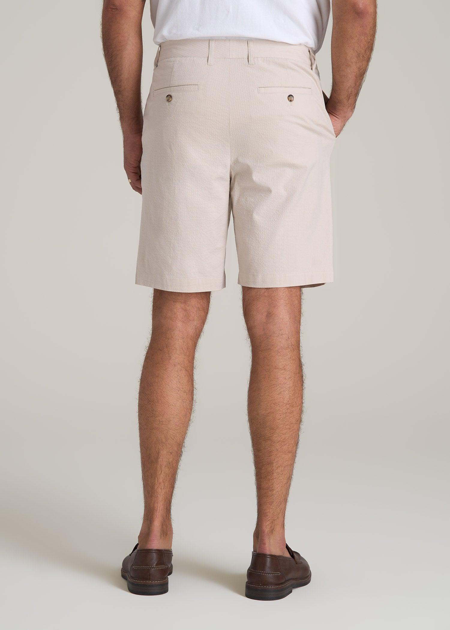 Seersucker Shorts for Tall Men in Soft Beige Male Product Image