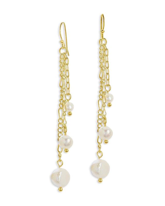 Womens Mixed Chain Link Pearl Dangle Earrings Product Image