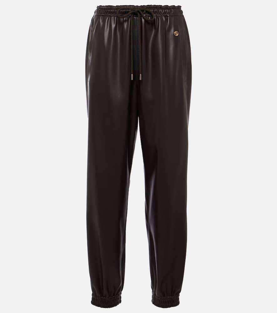 Jogginghose Aus Lederimitat In Dark Brown Product Image