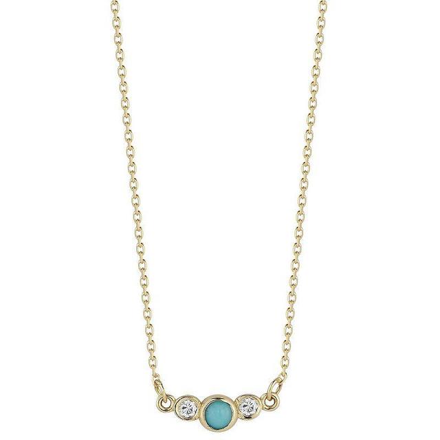 LUMINOR GOLD 14k Gold Diamond Accent & Simulated Turquoise Bar Pendant Necklace, Womens Product Image