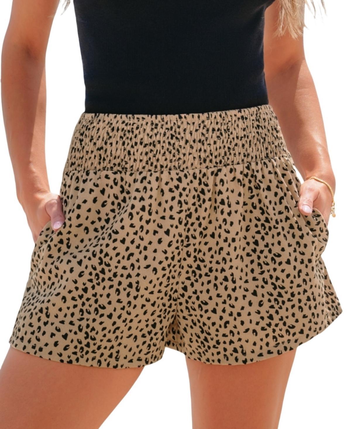 Cupshe Womens Leopard Print Smocked Waist Loose Leg Shorts product image