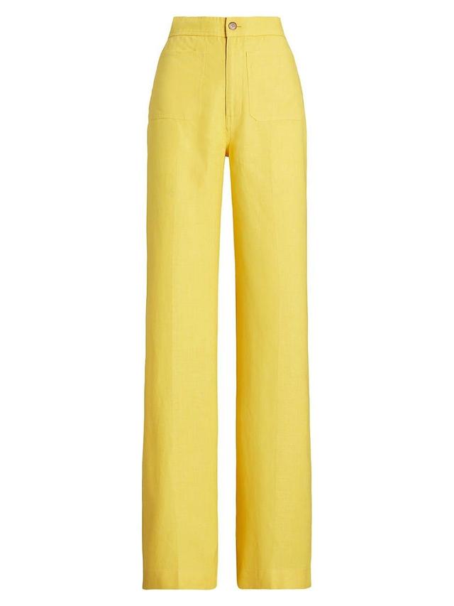 Womens Linen Wide-Leg Flare Pants Product Image