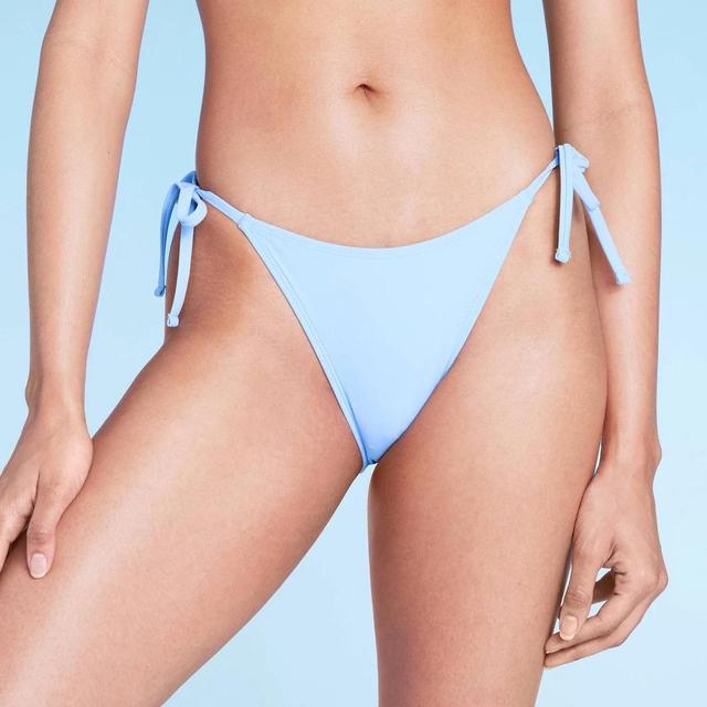 Womens Side-Tie Cheeky Extra High Leg Bikini Bottom - Wild Fable Blue XS Product Image