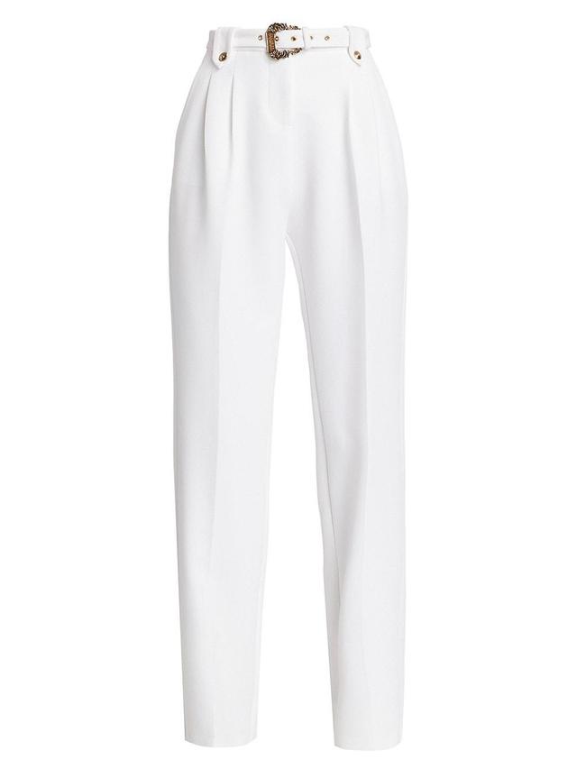 Womens Belted Pleated Tapered Pants Product Image