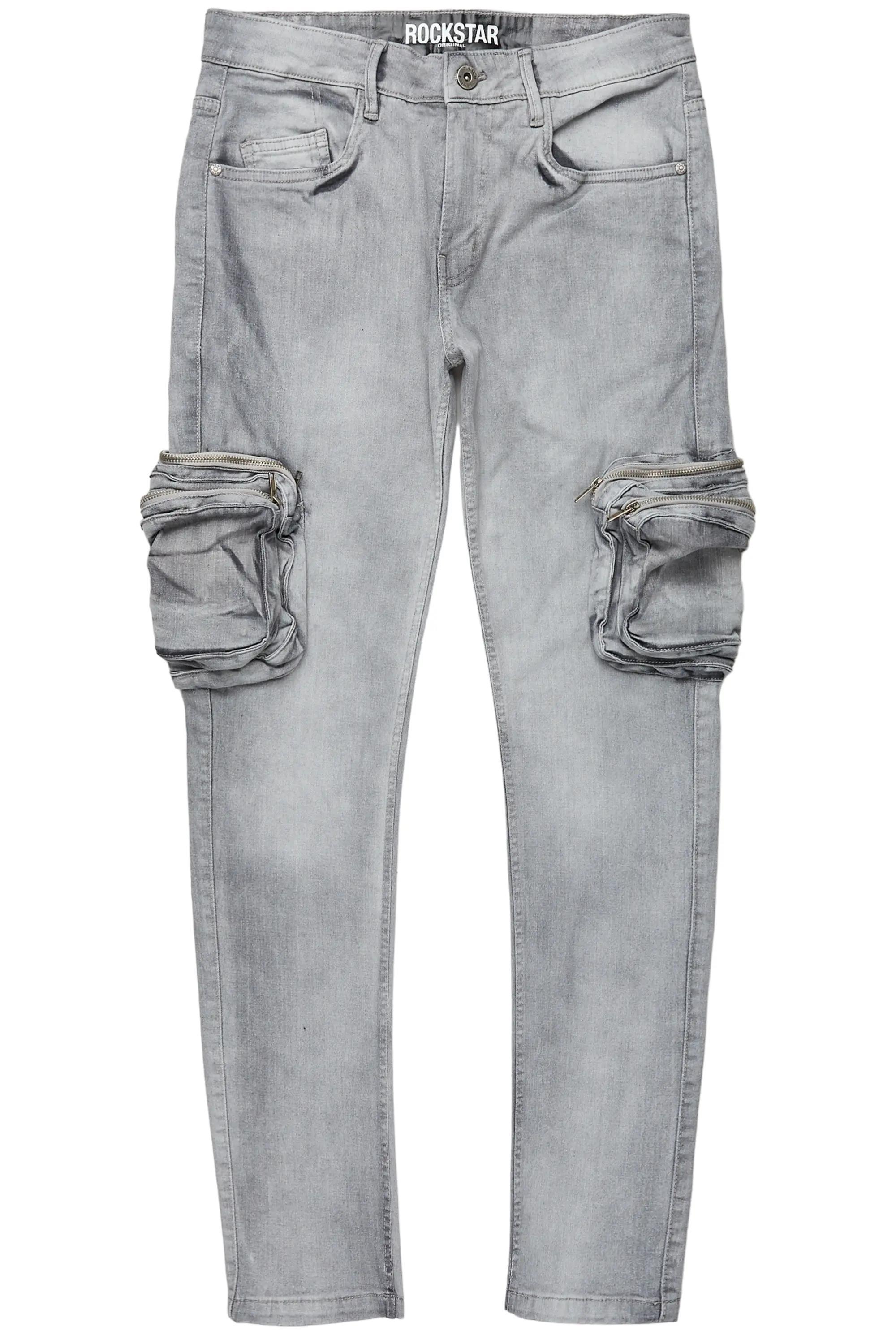 Falan Grey Skinny Fit Cargo Jean Male Product Image