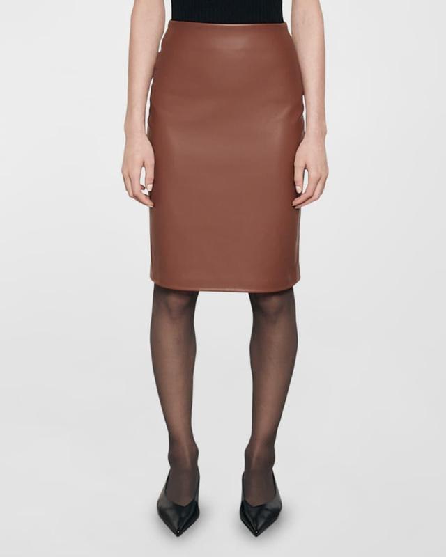 Knee-Length Faux Leather Skirt  Product Image