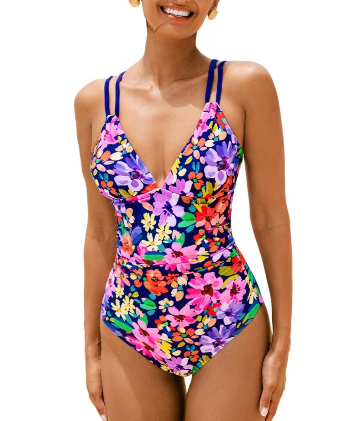 Womens Ditsy & Petals Tummy Control One-Piece Product Image