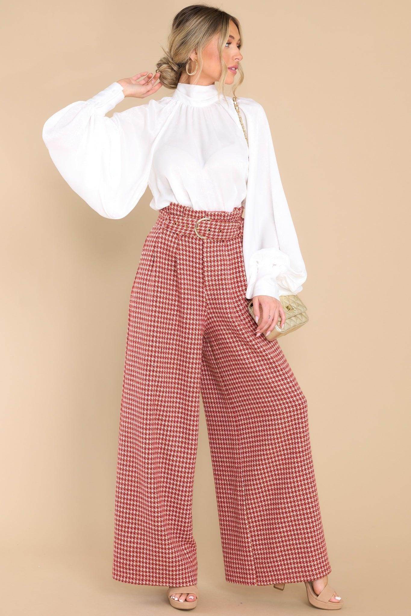 Aura Classic Delight Light Rust Multi Tweed Pants Red Product Image