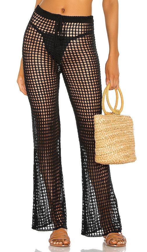 superdown Elektra Crochet Pant in Nude - Nude. Size M (also in L). Product Image