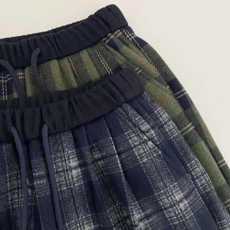 High Rise Plaid Wide Leg Pants Product Image