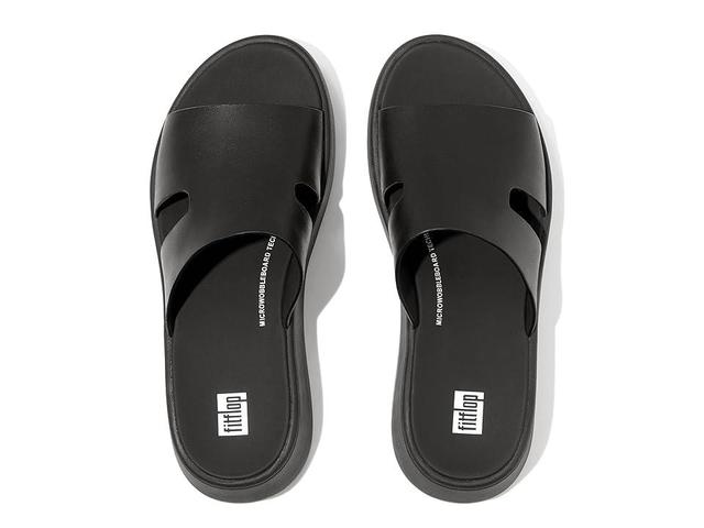 FitFlop F-Mode Raw-Edge Leather Flatform H-Bar Slides Women's Sandals Product Image