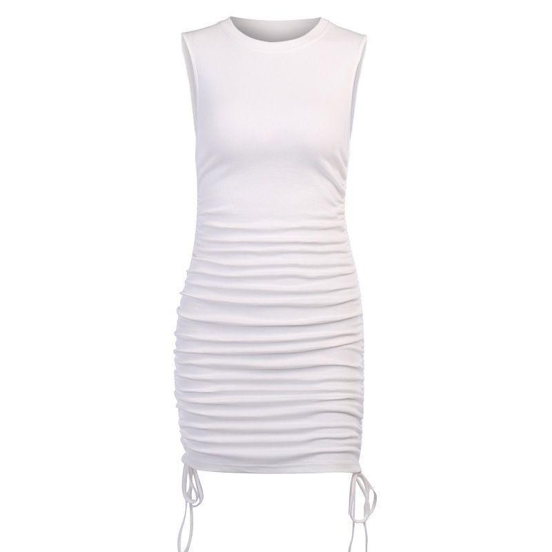 Side Drawstring Sleeveless Mini Bodycon Dress Product Image