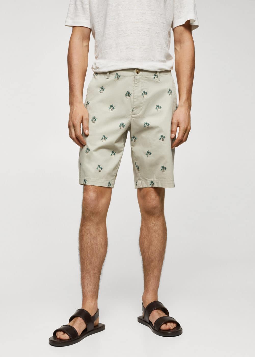 MANGO MAN - Printed cotton bermuda shorts sandMen Product Image