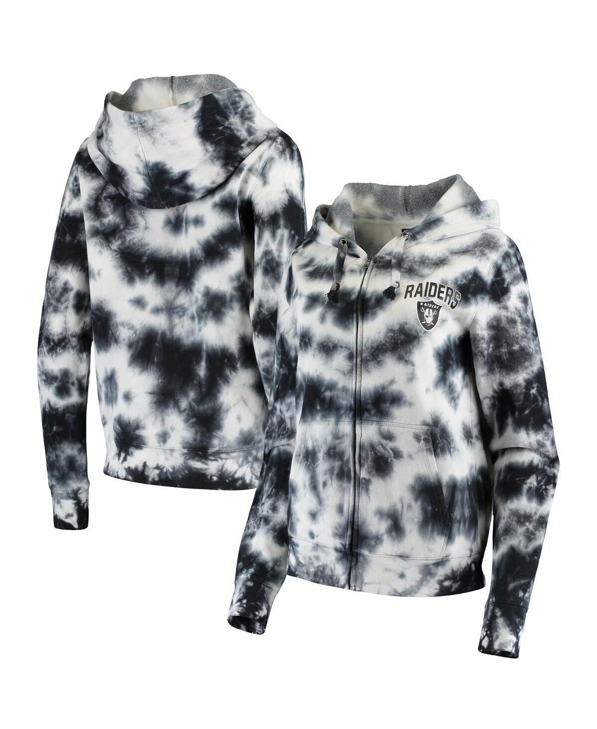 Womens Black Las Vegas Raiders Tie Dye Fleece Full-Zip Hoodie Product Image