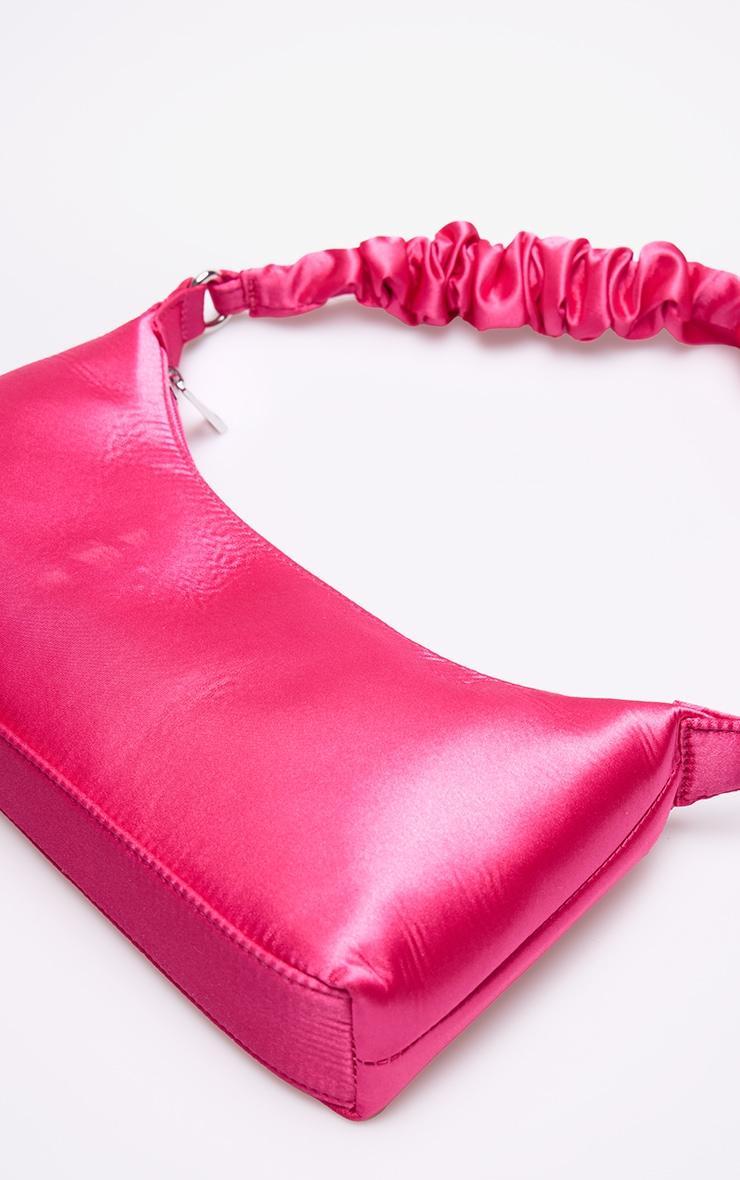 Pink Satin Ruched Handle Shoulder Bag Product Image