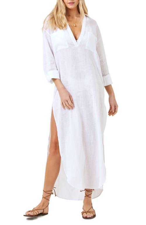 L Space Capistrano Long Sleeve Linen Cover-Up Tunic Dress Product Image