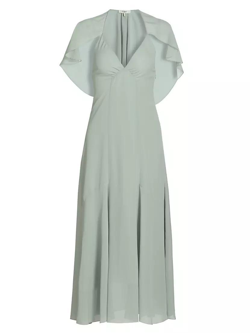 Silk Capelet Midi-Dress Product Image