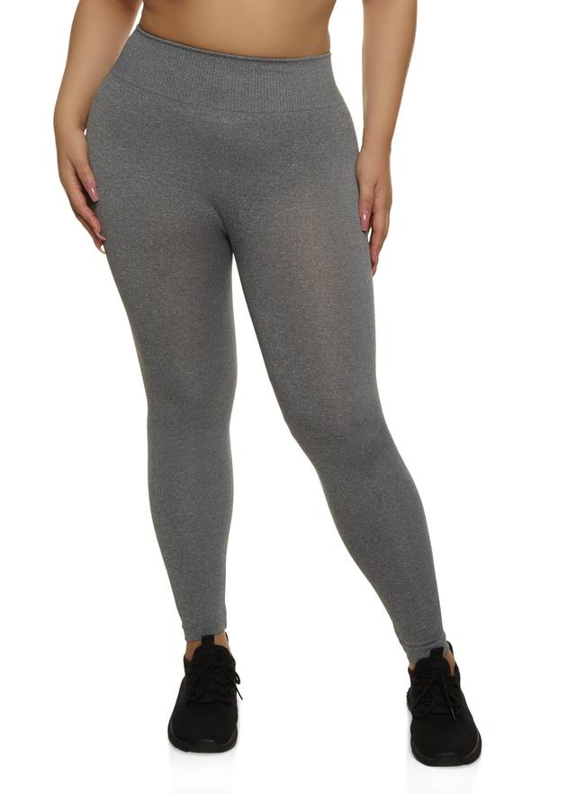 Womens Plus Size Seamless High Waist Knit Leggings Product Image