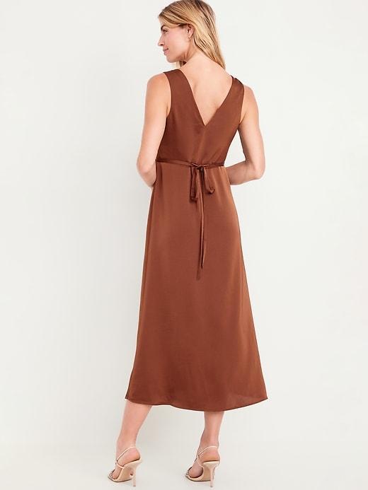 Sleeveless Satin Midi Slip Dress Product Image