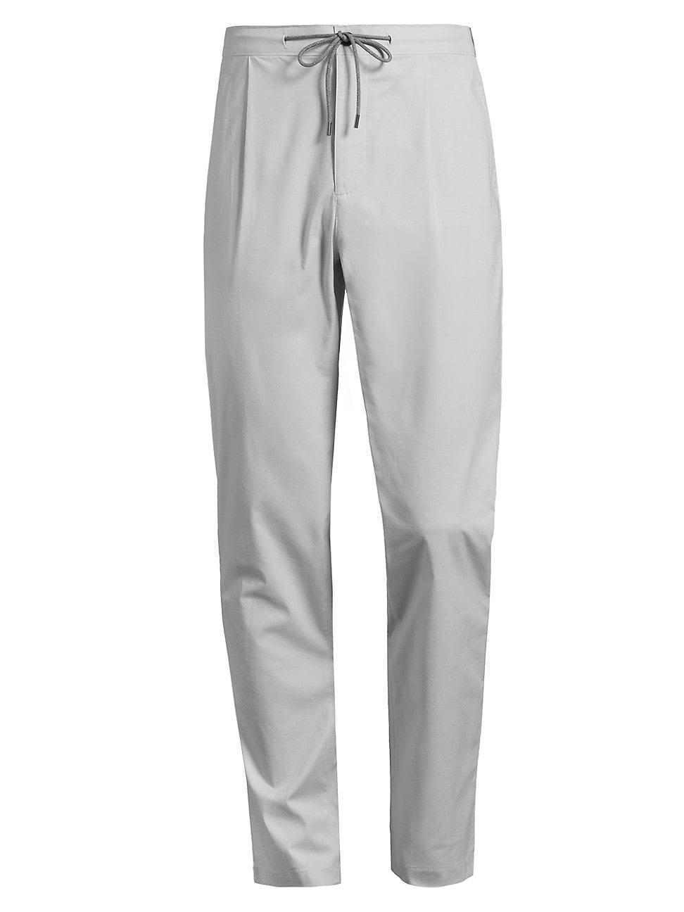 Mens Pleated Stretch-Cotton Pants Product Image