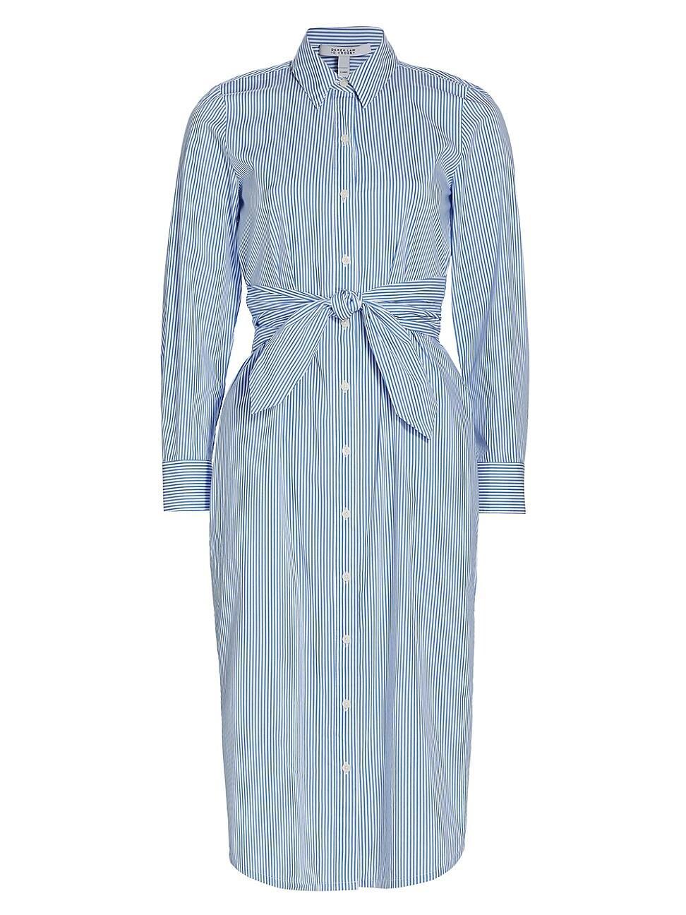 Womens Veronica Striped Cotton Tie-Waist Shirtdress Product Image