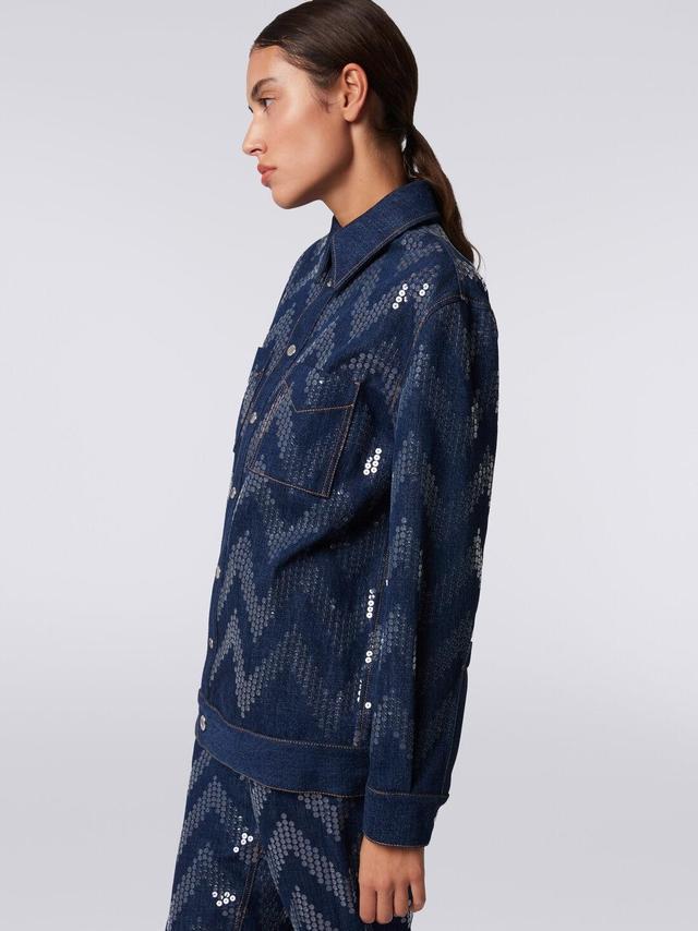 Overshirt in denim with sequin appliqué Blue | Missoni Product Image