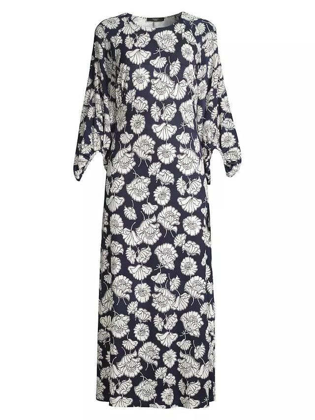 Floral Jersey Draped Long-Sleeve Midi-Dress Product Image