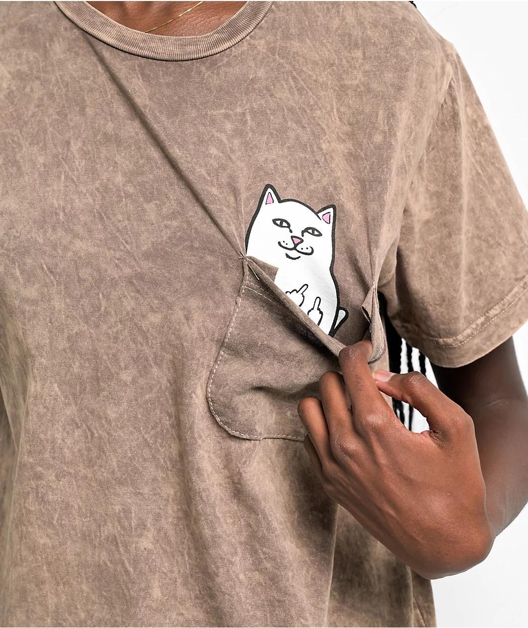 RIPNDIP Nermal Tan Mineral Wash Pocket T-Shirt Product Image