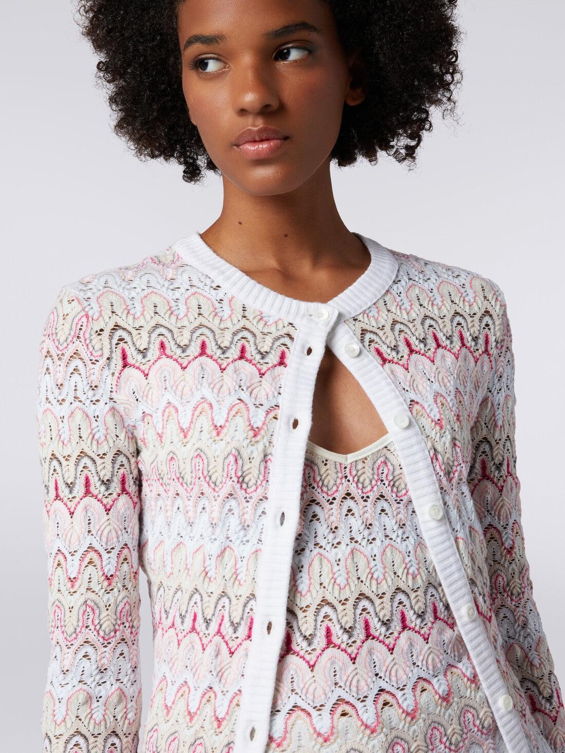 Cardigan in knit with contrasting trim and wave pattern Multicoloured | Missoni Product Image