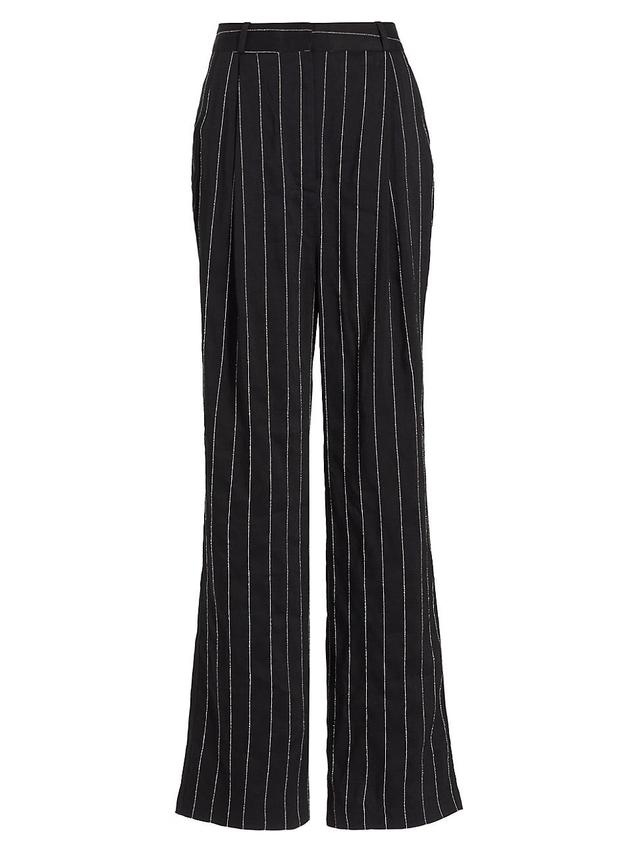 Womens Stripe Linen-Blend Pants Product Image