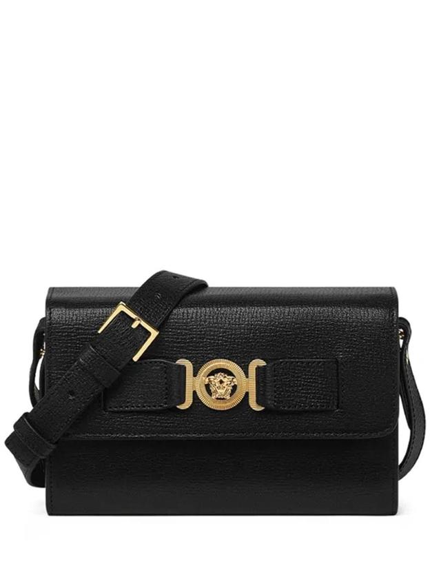 Luxury Leather Clutch Bag With Medusa Motif In Black Product Image