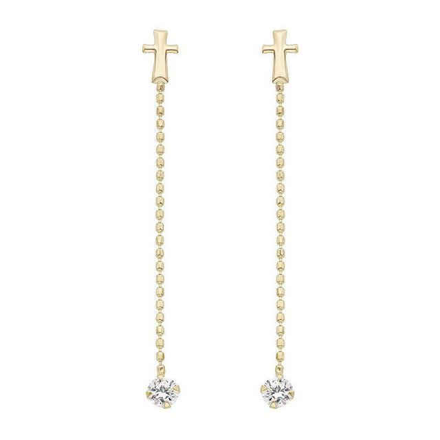 A&M 14k Gold Cross Linear Drop Earrings, Women's - Size: One Size Product Image