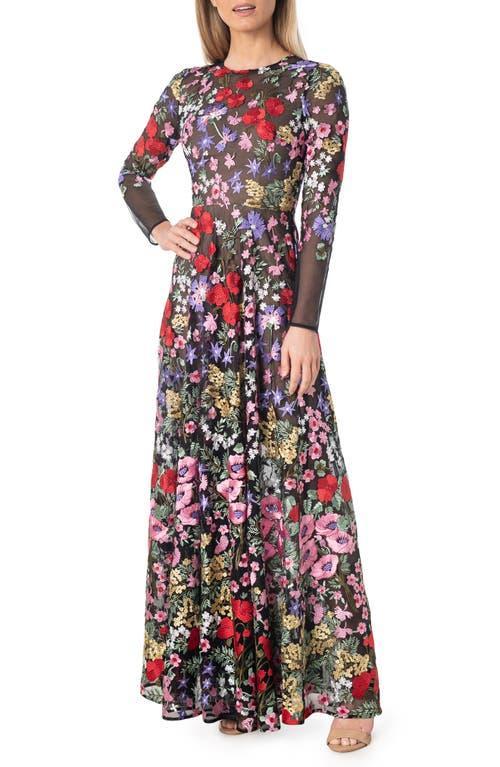 Dress the Population Ava Floral Embroidered Long Sleeve Gown Product Image