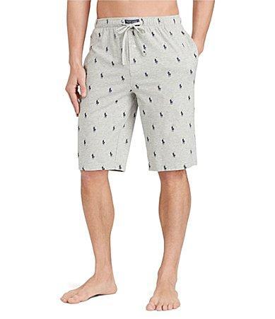 Polo Ralph Lauren Knit Sleep Shorts (Andover Heather/Cruise Navy AOPP) Men's Pajama Product Image