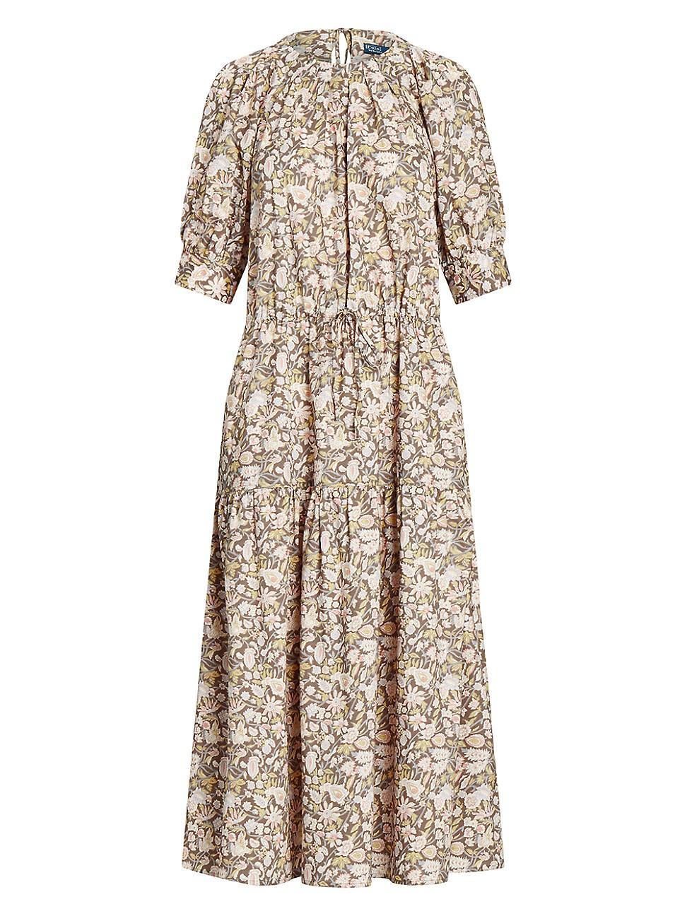 Womens Hazlee Floral Poplin Drawstring Midi-Dress Product Image