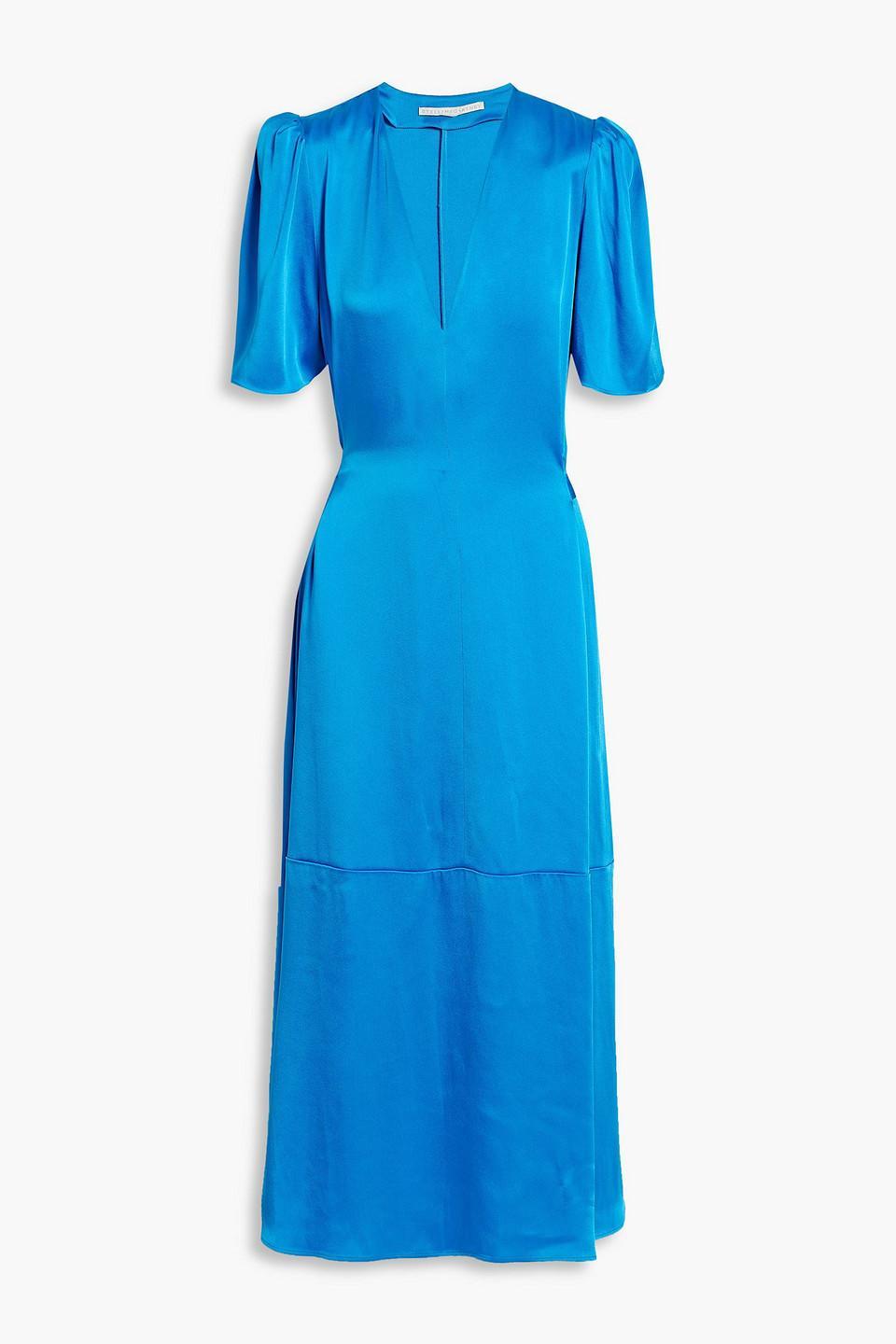 Satin Midi Dress In Blue Product Image